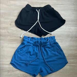Women's Black and Blue Casual Shorts